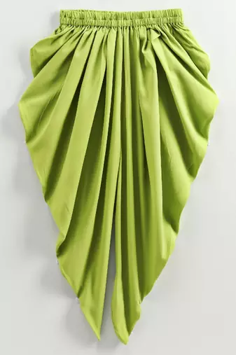 Gold Prited Kaftan Style Top & Dhoti Pants- Coral & Green