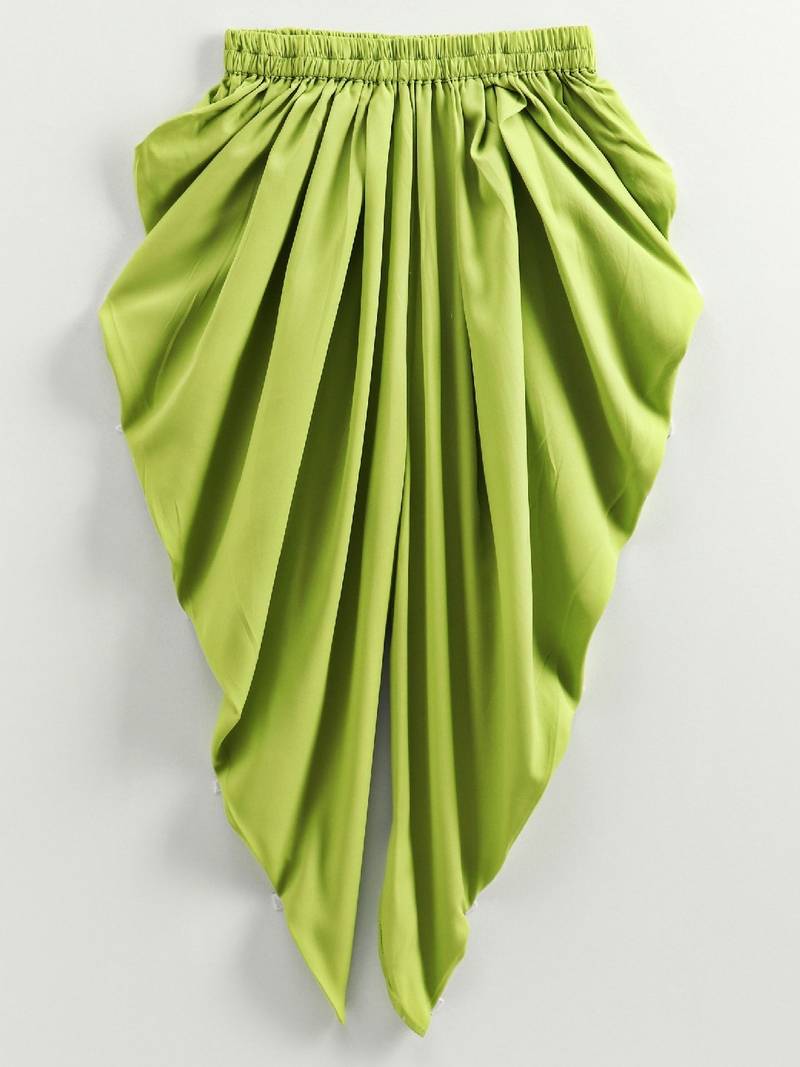 Gold Prited Kaftan Style Top & Dhoti Pants- Coral & Green