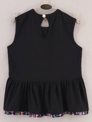 Printed Knit Top With Dhoti Pants- Black 3