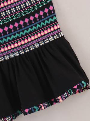 Printed Knit Top With Dhoti Pants- Black 4