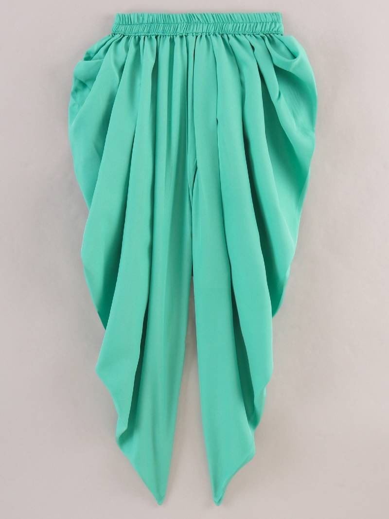 Printed Knit Top With Dhoti Pants- Black