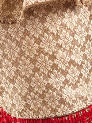 Brocade Choli With Crush Ghaghra- Gold & Red 4