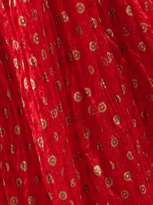 Brocade Choli With Crush Ghaghra- Gold & Red 5