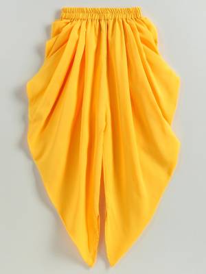 girls pink embroidered kurta with yellow dhoti 5