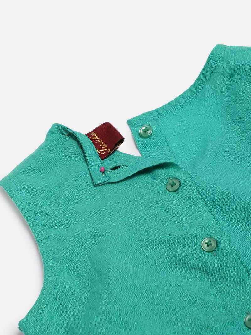 Embroidered Choli With Net Ghagra- Sea Green