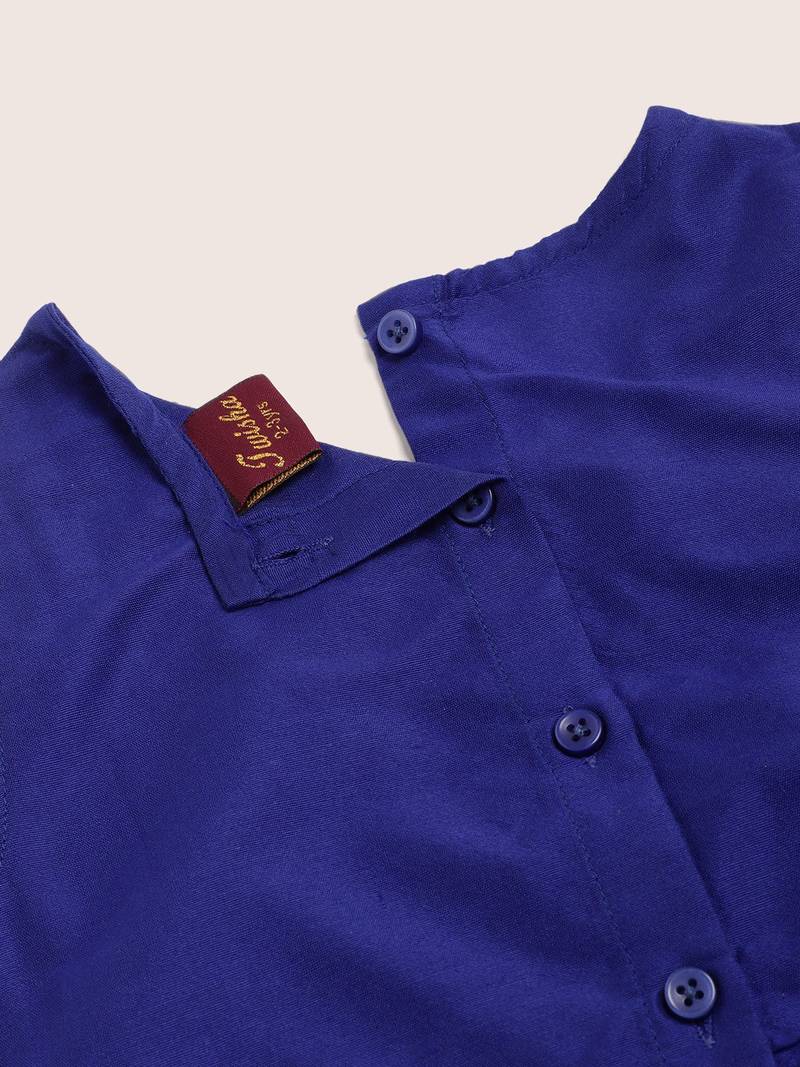 Embroidered Choli With Ghagra- Blue & Pink