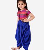 Brocade Top With Dhoti Pants- Multi & Blue