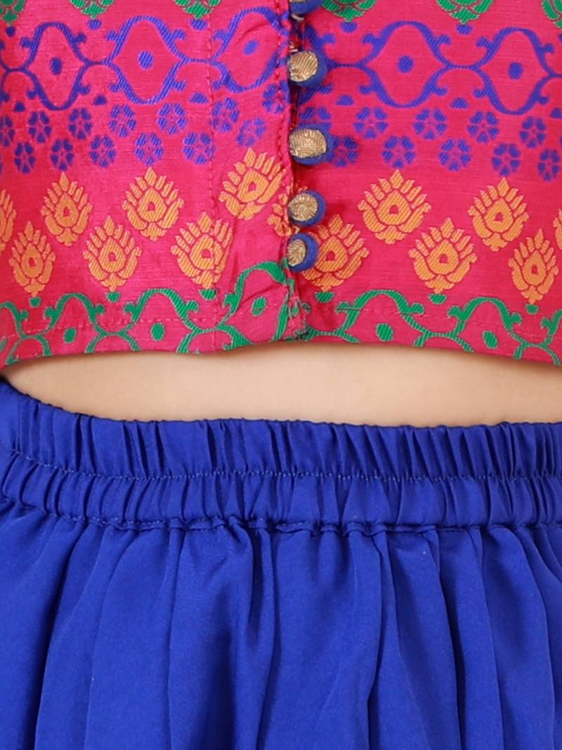 Brocade Top With Dhoti Pants- Multi & Blue