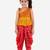 Peplum Embroidered Top With Printed Dhoti Pants- Yellow & Red