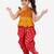 Peplum Embroidered Top With Printed Dhoti Pants- Yellow & Red
