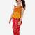 Peplum Embroidered Top With Printed Dhoti Pants- Yellow & Red