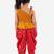 Peplum Embroidered Top With Printed Dhoti Pants- Yellow & Red