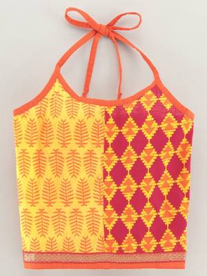 Orange Cotton Printed Top and Dhoti Pant 2