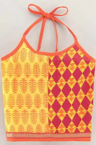 Orange Cotton Printed Top and Dhoti Pant