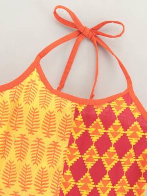 Orange Cotton Printed Top and Dhoti Pant 4