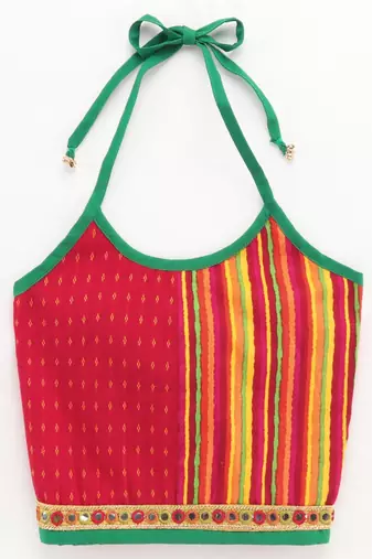 Printed Top & Dhoti Pants- Red & Green