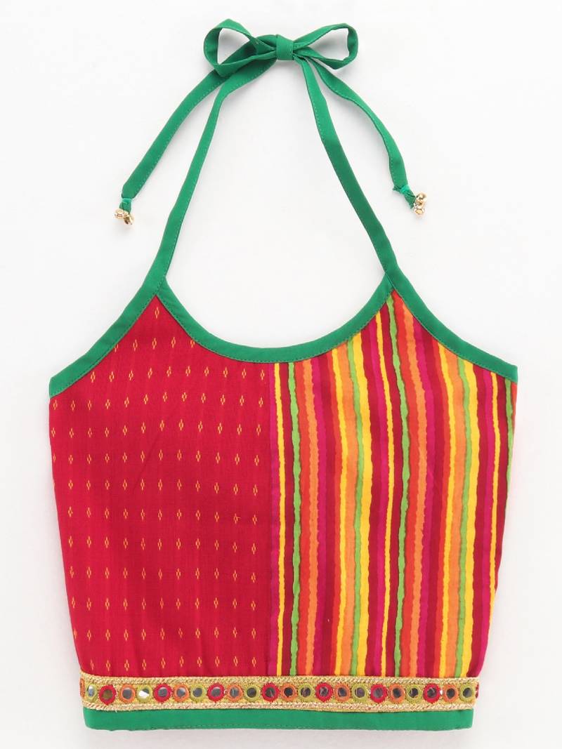 Printed Top & Dhoti Pants- Red & Green