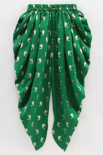 Printed Top & Dhoti Pants- Red & Green