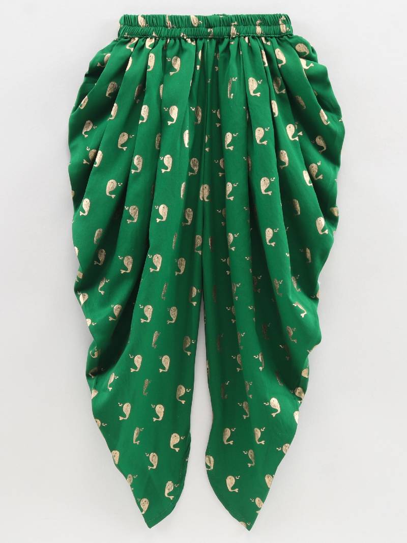 Printed Top & Dhoti Pants- Red & Green