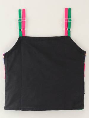 Sleeveless Mirror Work Detail Ruffled Top With Motif Design Dhoti Pants- Pink 3