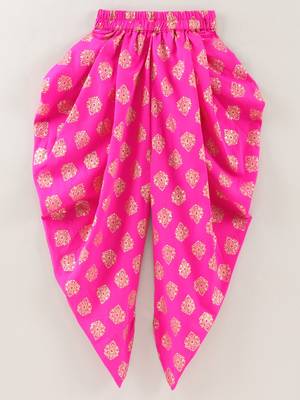 Sleeveless Mirror Work Detail Ruffled Top With Motif Design Dhoti Pants- Pink 4