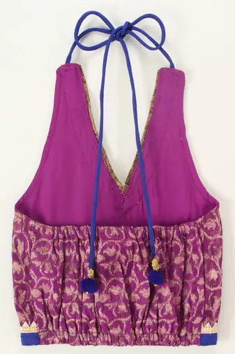 Magenta & Green Polyster Kids Lehenga Choli Set