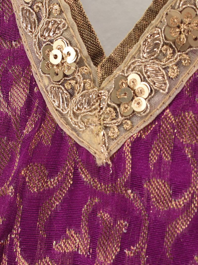 Magenta & Green Polyster Kids Lehenga Choli Set