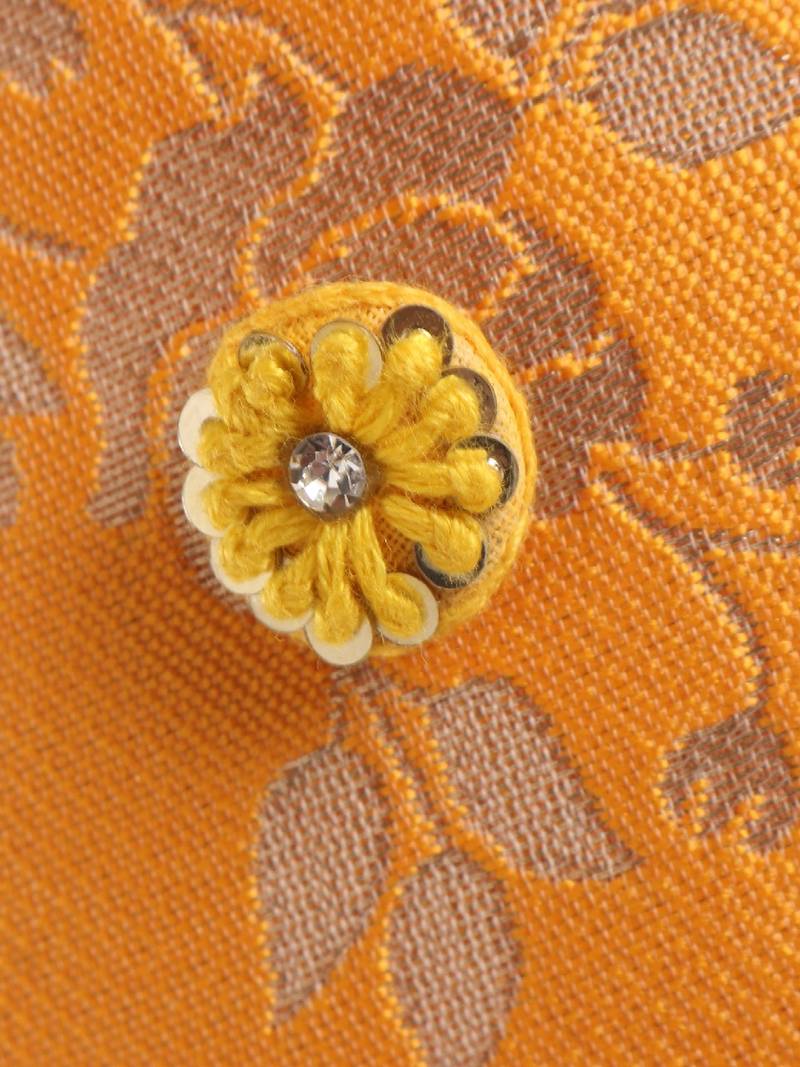 Sleeveless Brocade Style Halter Neck Choli With Crush Effect Ghagra- Yellow & Red