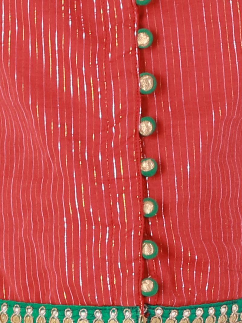 Colour Blocked Ghaghra And Choli- Maroon & Blue