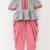 Stripes Peplum Top With Printed Dhoti Pants- Grey & Pink