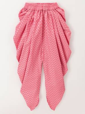 Stripes Peplum Top With Printed Dhoti Pants- Grey & Pink 5