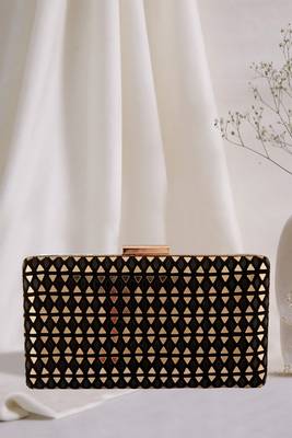 Mirror Work Embellished Black Clutch 1
