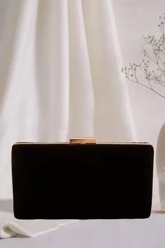 Mirror Work Embellished Black Clutch