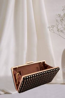 Mirror Work Embellished Black Clutch 3
