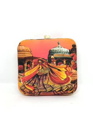 ORANGE WEDDING DIGITAL PRINT CLUTCH 1