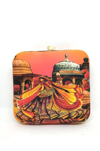 ORANGE WEDDING DIGITAL PRINT CLUTCH