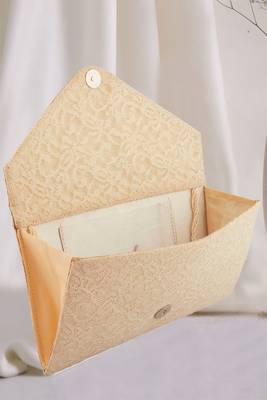 Pearl Work Embellished Cream Clutch 1