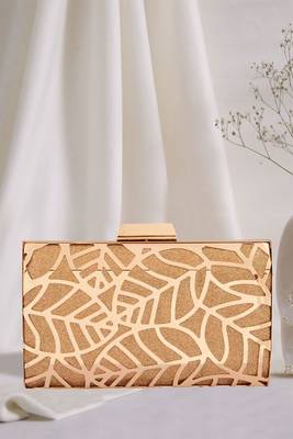 Bollywod Style Metallic Cut Out Gold Clutch 1