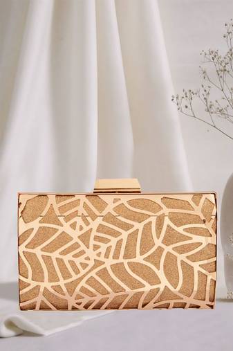 Bollywod Style Metallic Cut Out Gold Clutch