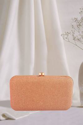 Party Wear Stone Work Embellished Rose Gold Clutch 2