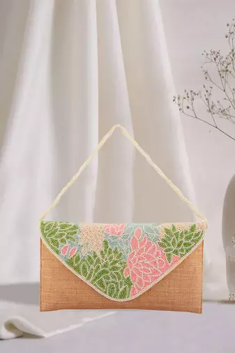 Floral Cutdana Embellished Beads Work Clutch