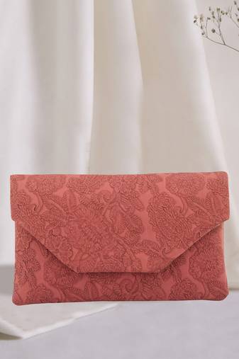 Embossed Faux Leather Clutch