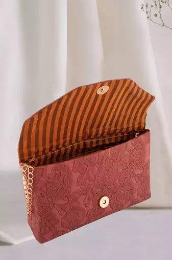 Embossed Faux Leather Clutch