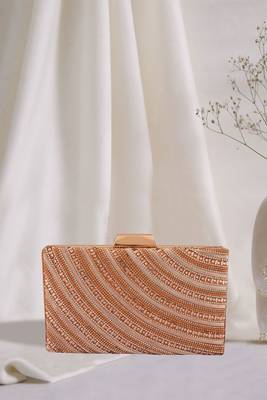 Jewel Stone Work & Zardosi Handwork Embellished Rose Clutch 1