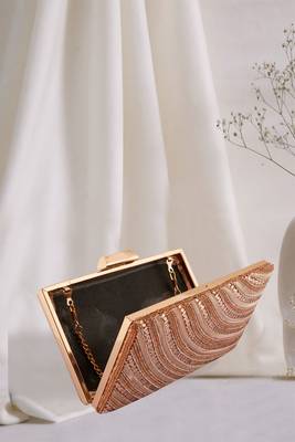 Jewel Stone Work & Zardosi Handwork Embellished Rose Clutch 2