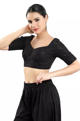 Padded Georgette Sweatheart Neck Blouse