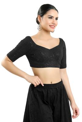 Padded Georgette Sweatheart Neck Blouse 4
