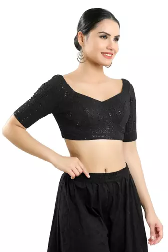 Padded Georgette Sweatheart Neck Blouse