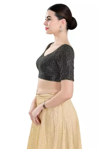 Padded Georgette Sweatheart Neck Blouse
