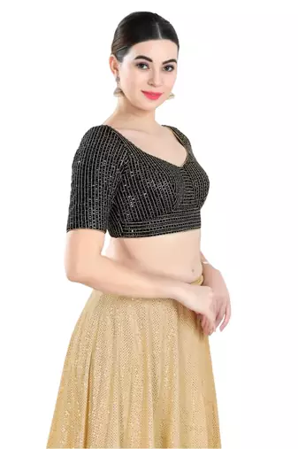 Padded Georgette Sweatheart Neck Blouse